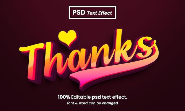 PSD thanks text effect 3d editable premium psd text effect