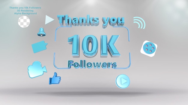 Thanks you 10k followers cyan 3d rendering