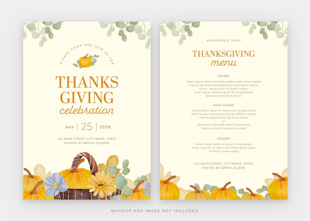 Thanksgiving Celebration Card Flyer Template in PSD