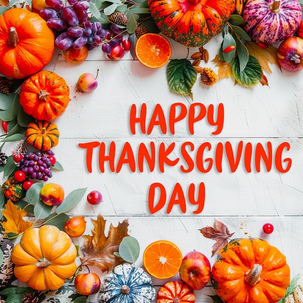 Thanksgiving day colourful background food pumpkin autumn on a white board