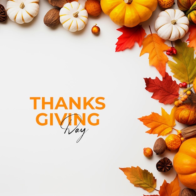 Thanksgiving day message with harvest banner design