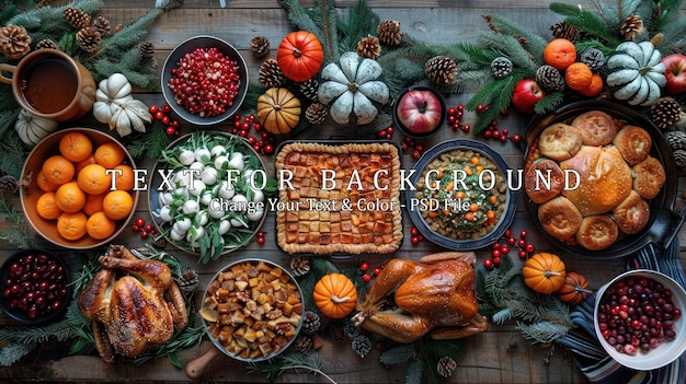 Thanksgiving Feast Tabletop Spread with Rustic Charm