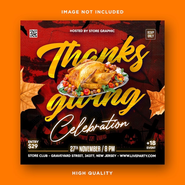 Thanksgiving flyer autumn poster design template