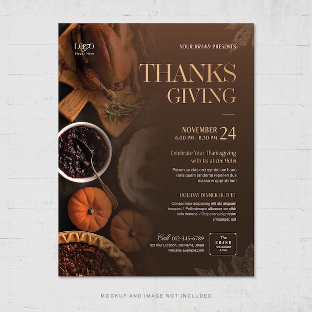 Thanksgiving Flyer Template Rustic Modern Style V1 in Photoshop PSD