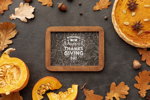 Thanksgiving frame with autumn leaves from trees