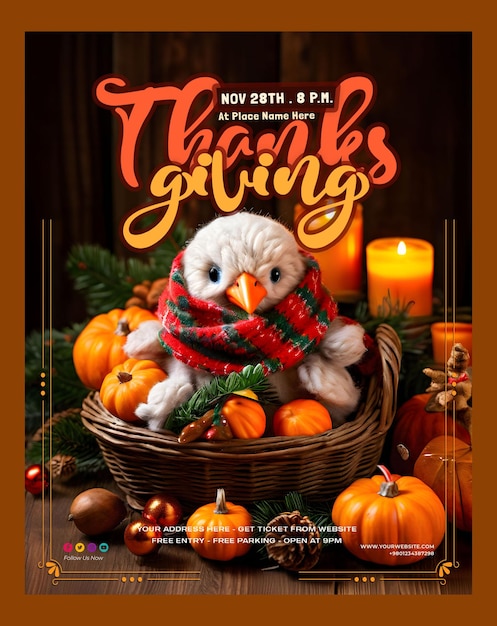 PSD thanksgiving invitation template