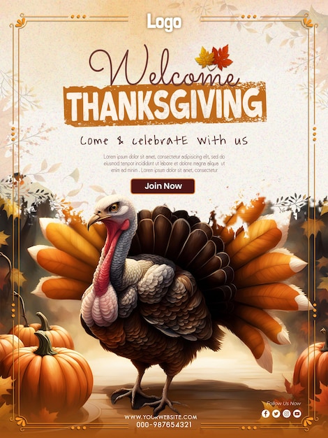 PSD thanksgiving invitation template