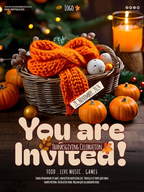 PSD thanksgiving invitation template