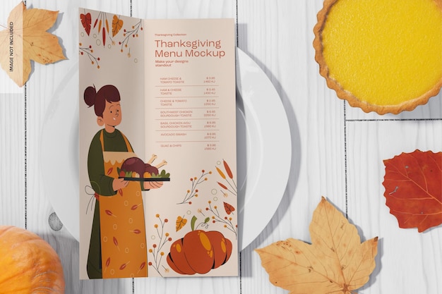 Thanksgiving Menu Mockup, Top View 02