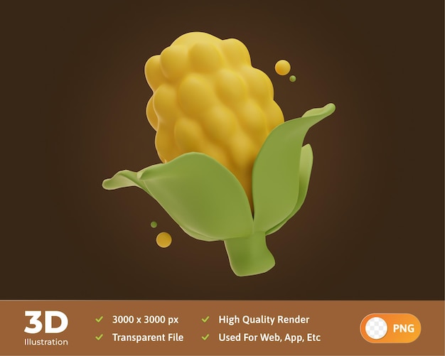 Thanksgiving object corn 3d Illustration