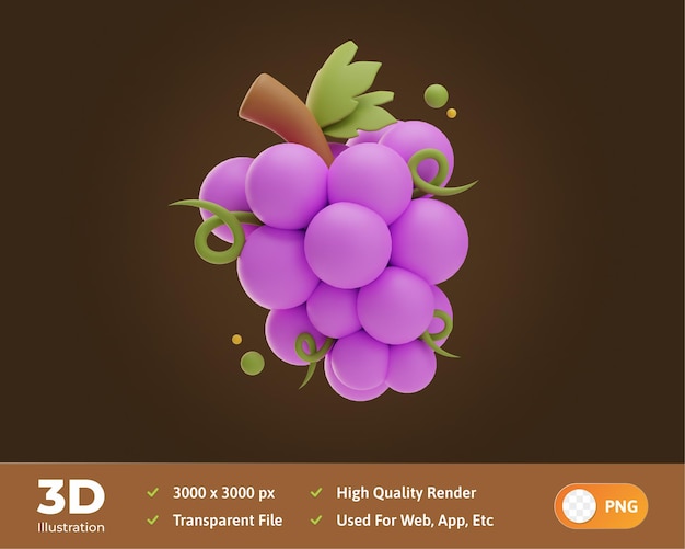 Thanksgiving object Grape 3d Illustration