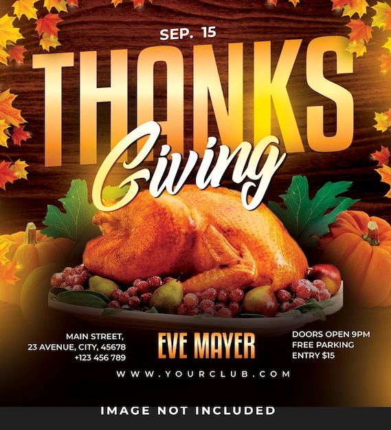 PSD thanksgiving party flyer psd template