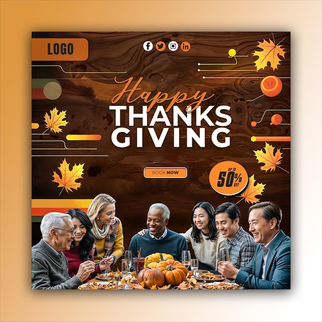 Thanksgiving social media posts and web banner square design templates ai generated