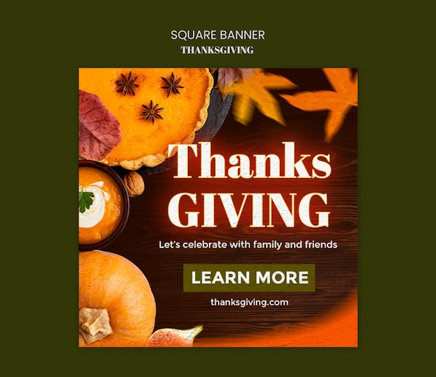 Thanksgiving square banner template design