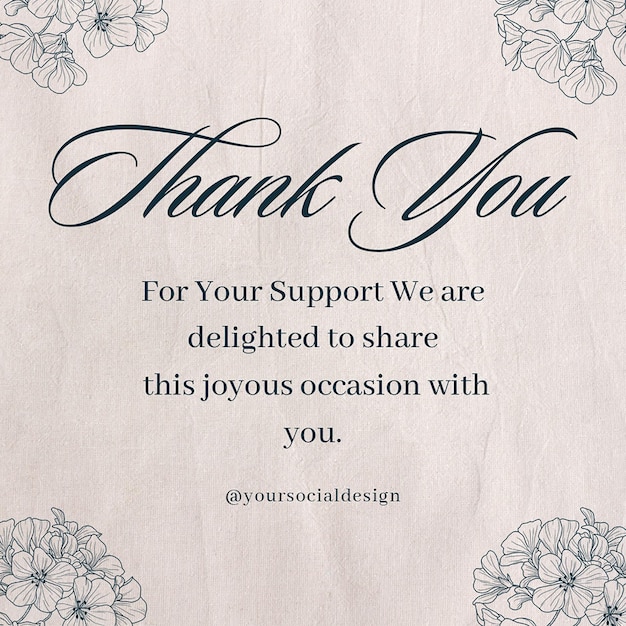 Thankyou Lettering Typography Design for Social Media Instagram Post