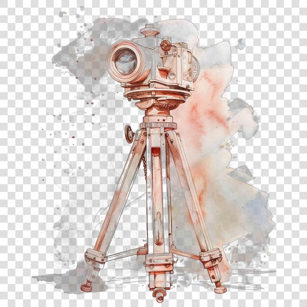 PSD theodolite illustration construction watercolor