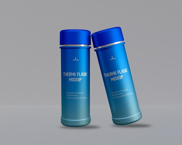 Thermo flask mockup 3d stainless still