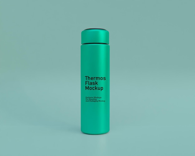 Thermos flask mockup 3d stainless still