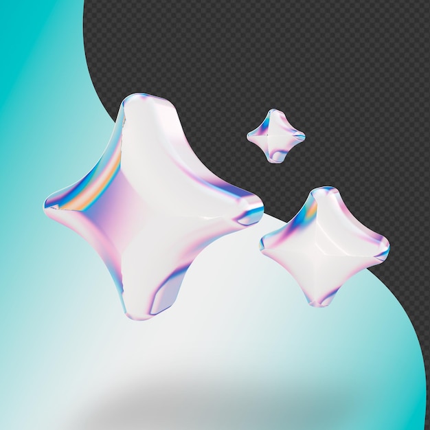 These are 3D abstract glass stars with a beautiful palette of colors that can be used in web design