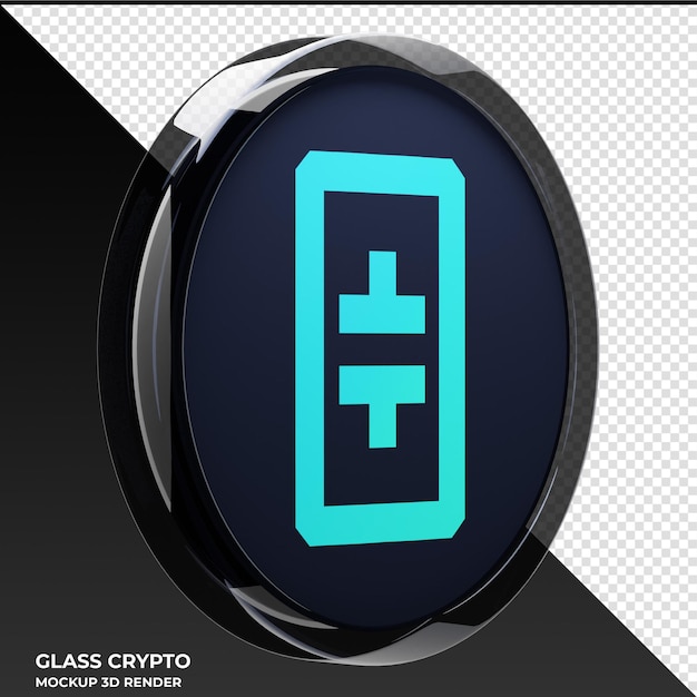 Theta Network THETA Glass Crypto Coin 3D Illustration