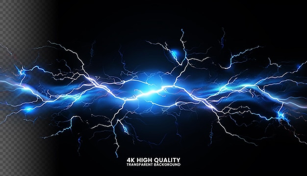 PSD thick lightning blue isolated on black background