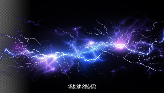 PSD thick lightning blue isolated on black background