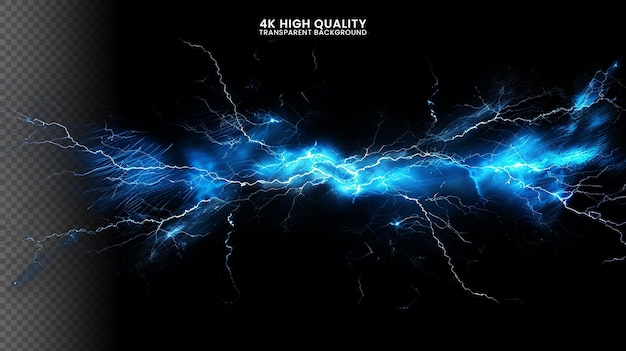 PSD thick lightning blue isolated on black background