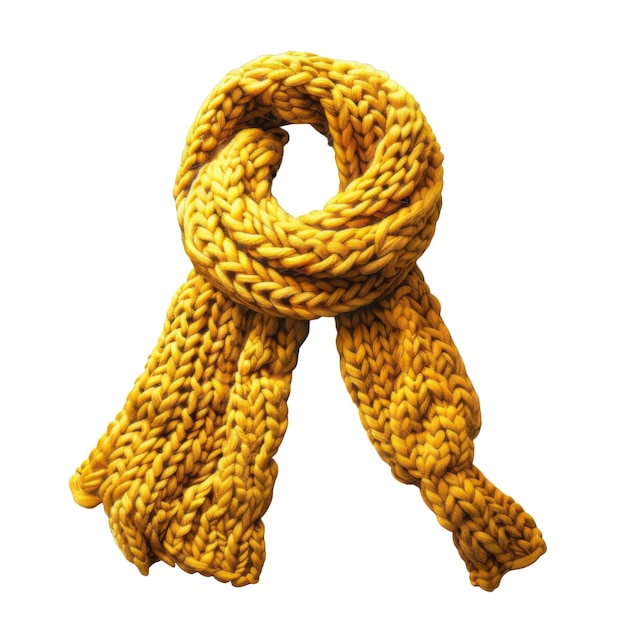 PSD a thick yellow knitted scarf