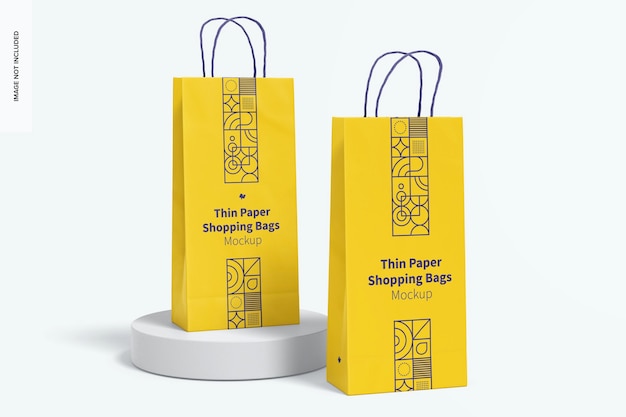 Thin Paper Shopping Bags Mockup, Right View