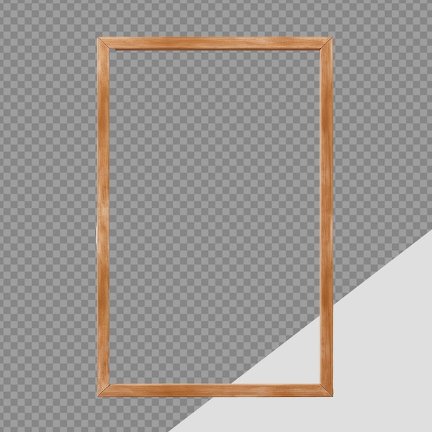 PSD thin wooden frame png isolated on transparent background