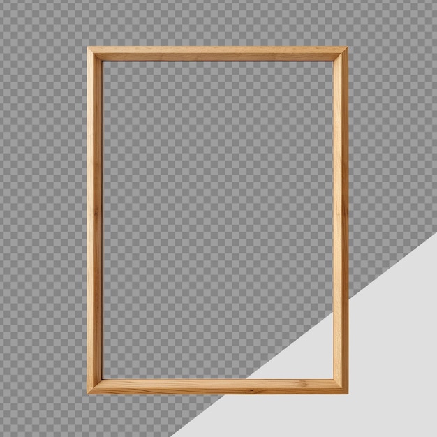 PSD thin wooden frame png isolated on transparent background