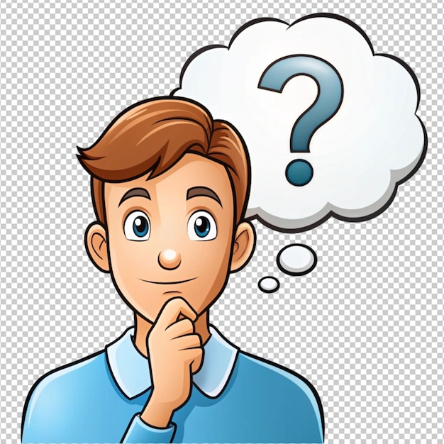 PSD thinking and confusing face emotclip art on transparent background