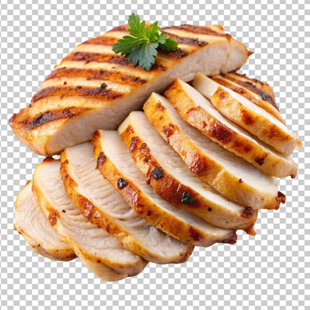 thinly sliced grilled chicken meat Transparent Background