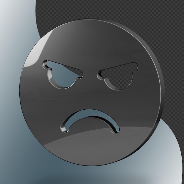 This is a beautifully designed 3D angry icon with a beautiful metallic texture