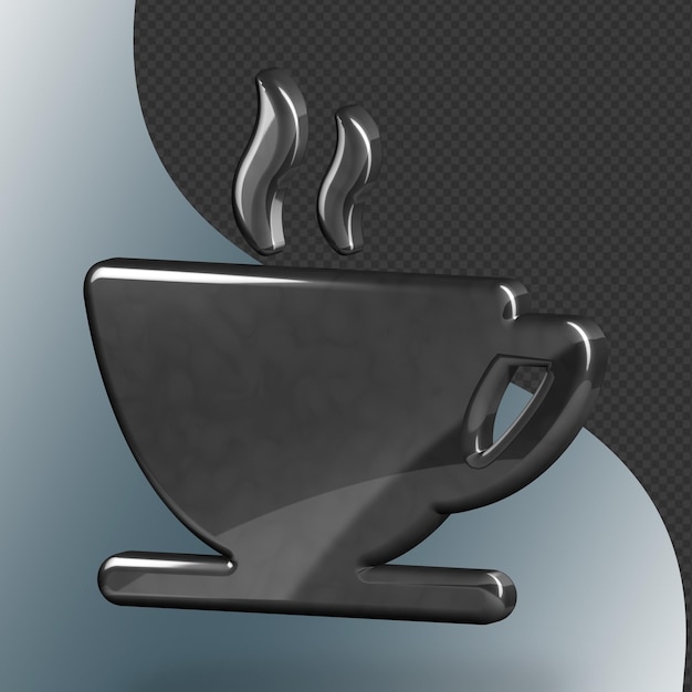 This is a beautifully designed 3D coffee icon with a beautiful metallic texture