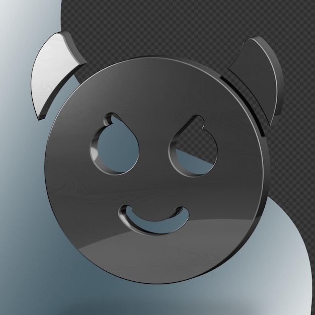 This is a beautifully designed 3D devil icon with a beautiful metallic texture