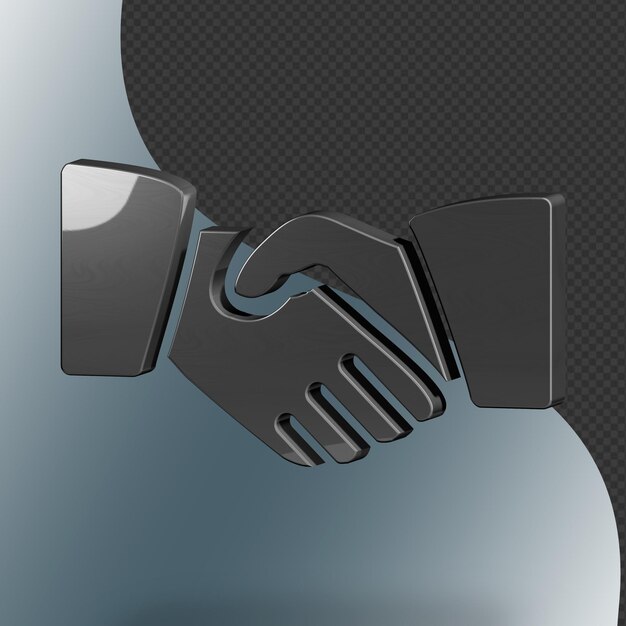 PSD this is a beautifully designed 3d handshake icon with a beautiful metallic texture