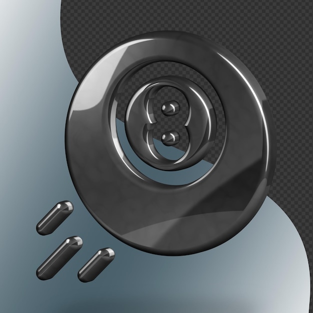 This is a beautifully designed 3D pool ball icon with a beautiful metallic texture