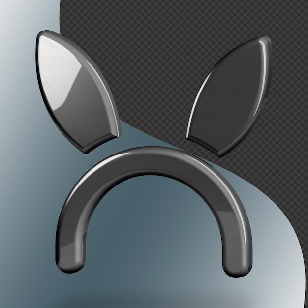 PSD this is a beautifully designed 3d rabbit ears icon with a beautiful metallic texture