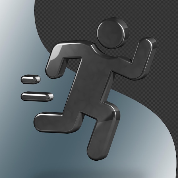 This is a beautifully designed 3D run icon with a beautiful metallic texture