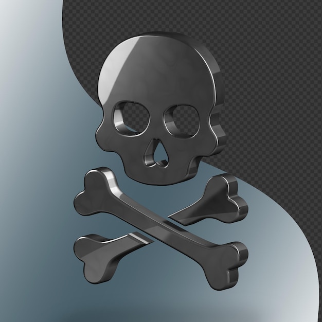 This is a beautifully designed 3D skeleton icon with a beautiful metallic texture