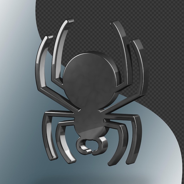 This is a beautifully designed 3D spider icon with a beautiful metallic texture