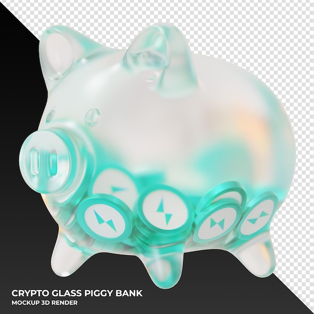 THORChain RUNE coin in frosted glass piggy bank 3d rendering