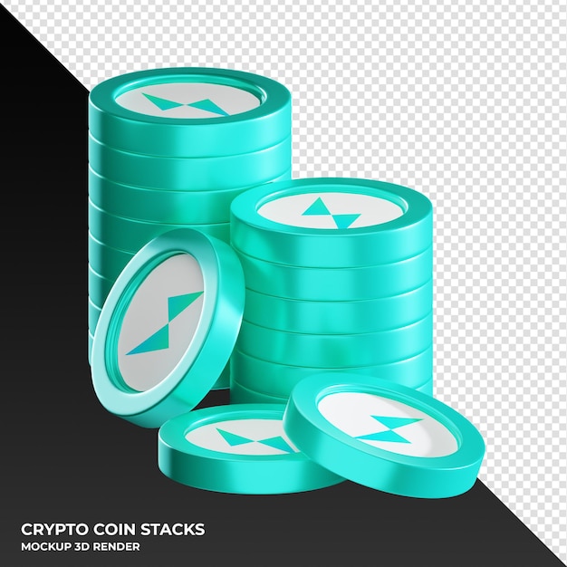 THORChain RUNE coin stacks cryptocurrency 3D render illustration