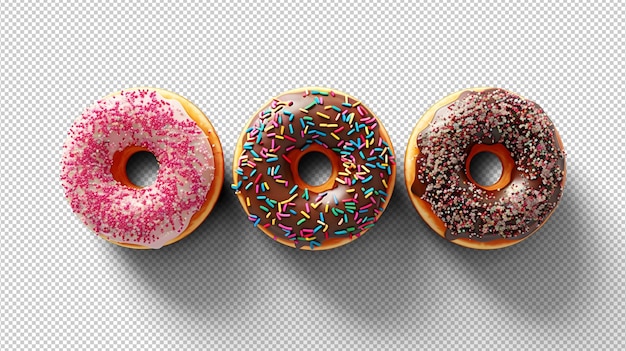 PSD three assorted donuts with different fillings and glaze