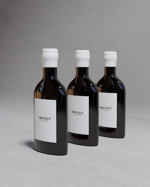 Three beer bottle with white velvet background