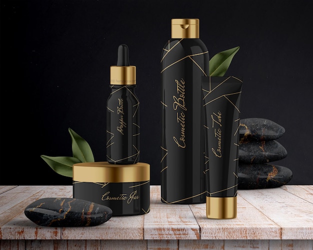 three bottles of perfume are on a wooden table glamorous cosmetic bottle designs