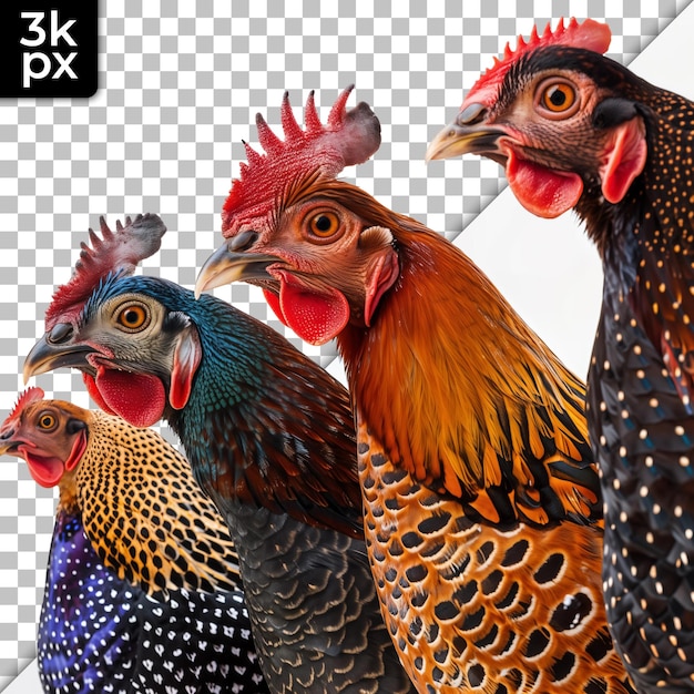 PSD three chickens are shown with a x - x - x - x - x