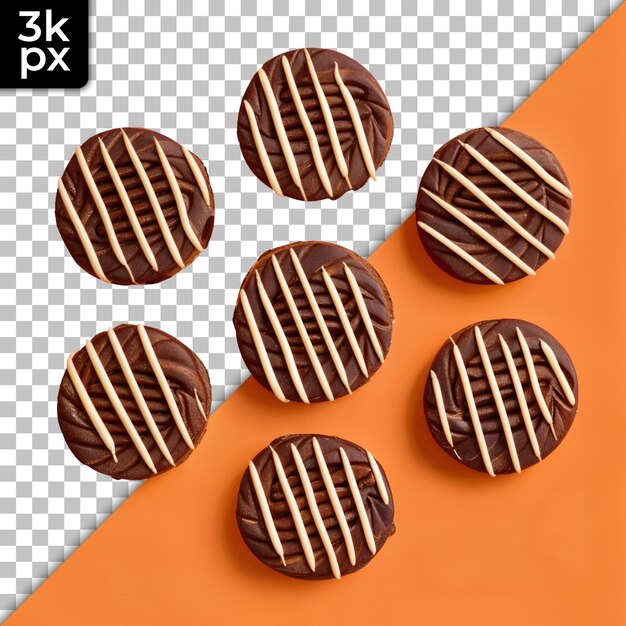 PSD three chocolates are on a checkered surface