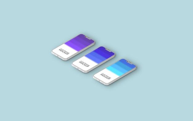 three clay smartphone app ui presentation mockup